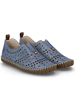 Dámská kožená prolamovaná modrá polobotka Rieker M2852-12 Dámská kožená prolamovaná modrá polobotka Rieker M2852-12