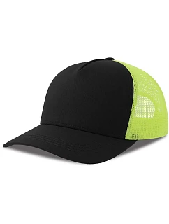 Atlantis Headwear Rapper Cotton-S 5 panelová Trucker kšiltovka 33.0260 black/yellow fluo