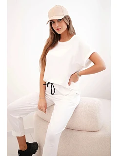 Bavlněný komplet halenka + kalhoty bílý