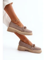 Dámské semišové mokasíny s ozdobou Cappuccino model 21652532 - Zazoo