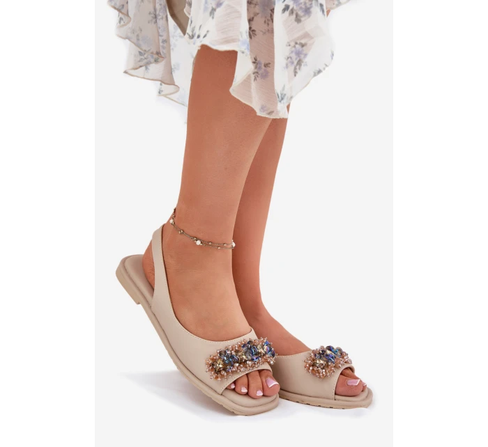 Dámské Ploché Sandály S  Béžové model 21698318 - S.Barski