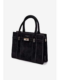 Kufříková kabelka z imitace semiše Černá Noressa