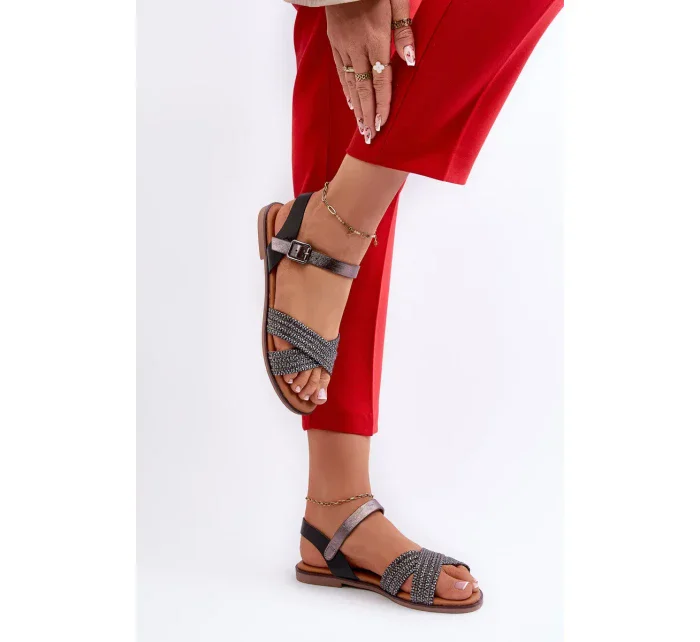 Dámské ploché sandály S.Barski černá Dámské ploché sandály S.Barski černá