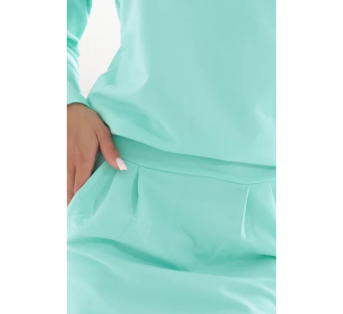 Teplákové šaty s kapsami 189-12 mint - Numoco Teplákové šaty s kapsami 189-12 mint - Numoco