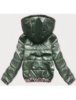 Krátká zelená dámská bunda s ozdobným lemováním model 17556066 - S'WEST