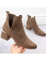 Semišové boty na podpatku W model 21996771 hnědé - Potocki Semišové boty na podpatku W model 21996771 hnědé - Potocki