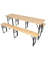 PIKNIKOVÝ BAROVÝ SET DŘEVĚNÝ STŮL A 2 LAVICE