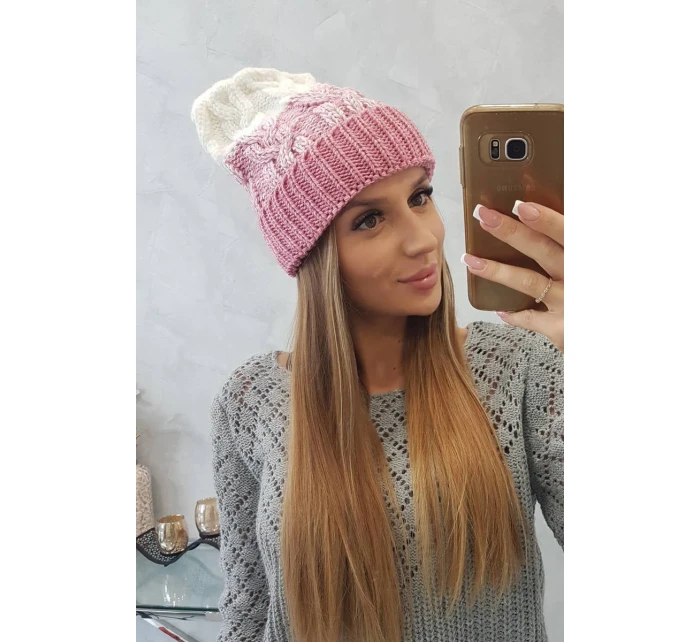 Dámská čepice Samara K346 powder pink+ecru Dámská čepice Samara K346 powder pink+ecru