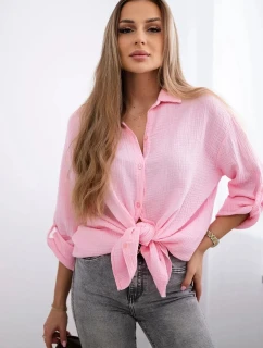 Bavlněná mušelínová košile světle růžová