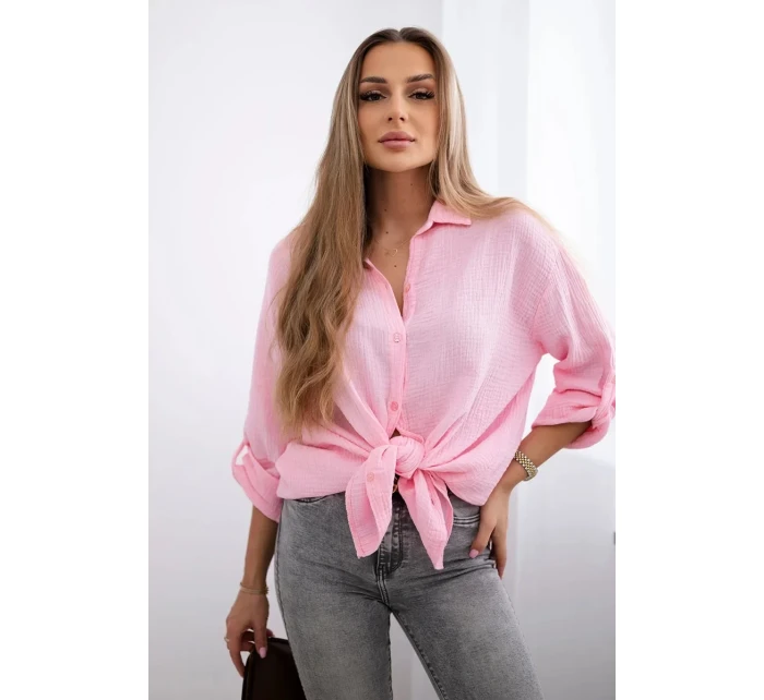 Bavlněná mušelínová košile světle růžová Bavlněná mušelínová košile světle růžová