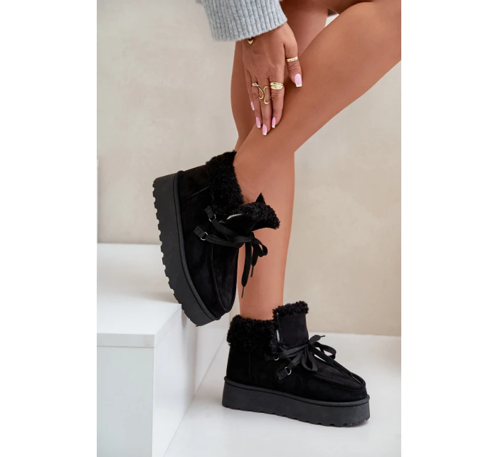 Dámské zavazovací sněžky s hrubou podrážkou černé Loso Dámské zavazovací sněžky s hrubou podrážkou černé Loso