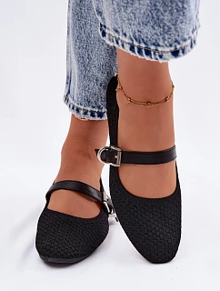 Textilní baleríny s páskem a přezkou model 22122509 - Boto