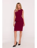 S427 Peplum šaty - bordó S427 Peplum šaty - bordó