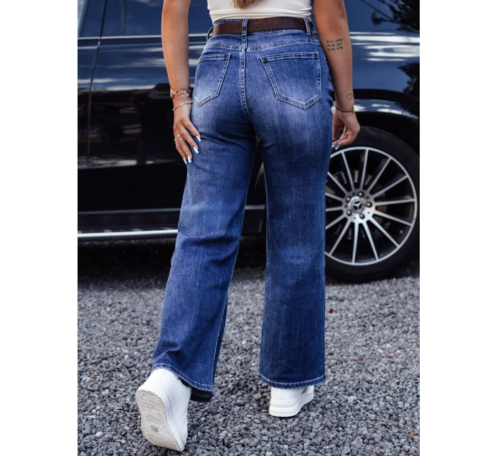 Dámské džínové kalhoty RETROFIT baggy s páskem v modré barvě FashionStreet UY2233