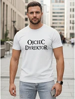 Tshirt męski klasyczny z napisem bawełniany biały model 22217887 - FashionStreet