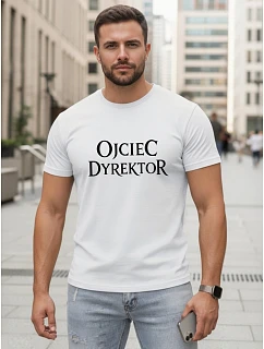 Tshirt męski klasyczny z napisem bawełniany biały model 22217887 - FashionStreet
