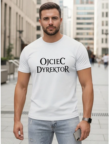 Tshirt męski klasyczny z napisem bawełniany biały model 22217887 - FashionStreet
