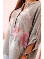 Dámská blůza z bavlny s květinovým vzorem a knoflíky fango Dámská blůza z bavlny s květinovým vzorem a knoflíky fango