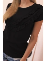 Dámská bavlněná blůza s výstřihem do V a potiskem bílá Dámská bavlněná blůza s výstřihem do V a potiskem bílá