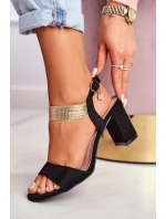 Dámské Sandály Na Podpatku Semišové Černé model 21525964 - S.Barski Dámské Sandály Na Podpatku Semišové Černé model 21525964 - S.Barski