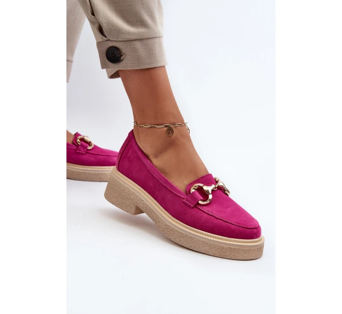 Zazoo 3429 Semišové Dámské Mokasíny S Ozdobou Fuksie