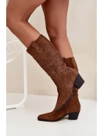 Semišové Dámské Boty Na Podpatku Camel model 21705043 - Zazoo