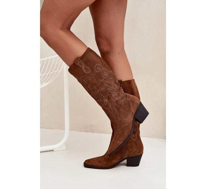 Semišové Dámské Boty Na Podpatku Camel model 21705043 - Zazoo