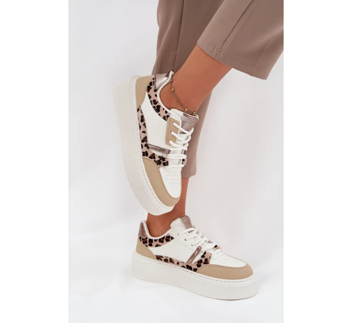 Dámské Tenisky Na Platformě Big Star SS274357 Leopardí Bílá-Bežová Dámské Tenisky Na Platformě Big Star SS274357 Leopardí Bílá-Bežová