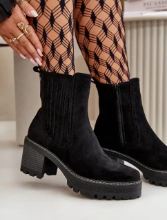 Dámské Kotníkové Boty Na Podpatku Z Eko Semiše Zateplené Černé Nevitas