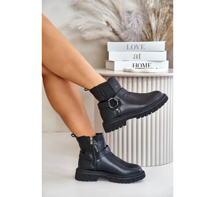 Kotníkové boty Zateplené Na Zip Big Star Černé Kotníkové boty Zateplené Na Zip Big Star Černé