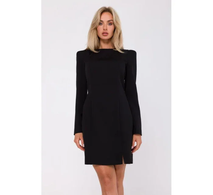 Šaty s modelujícím prošíváním M755 černé - Moe