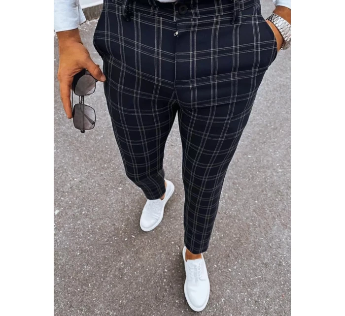 Pánské černé kostkované chinos kalhoty FashionStreet UX3953