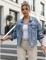 Dámská džínová bunda s odřenou modrou FashionStreet TY5688