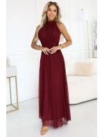 dlouhé šaty s  a elegantní  vínová barva model 21417004 - numoco basic