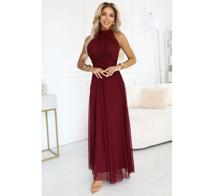 dlouhé šaty s  a elegantní  vínová barva model 21417004 - numoco basic