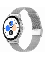 Dámské chytré hodinky Fialový silikonový řemínek + stříbrný náramek model 21806507 - Gravity Dámské chytré hodinky Fialový silikonový řemínek + stříbrný náramek model 21806507 - Gravity