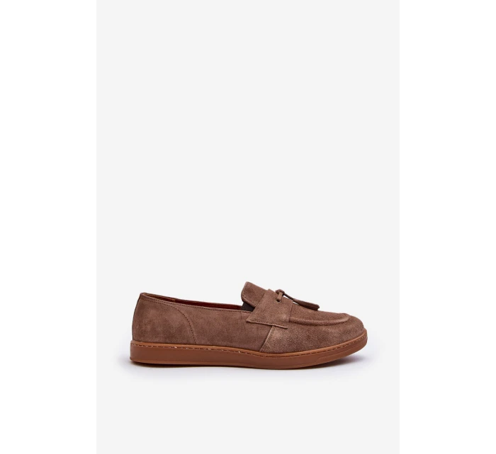 Pánské semišové mokasíny polobotky Zazoo 1566 hnědé