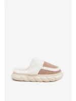 Dámské pantofle na tlusté podrážce s kožešinou Vinceza 19952 Béžové