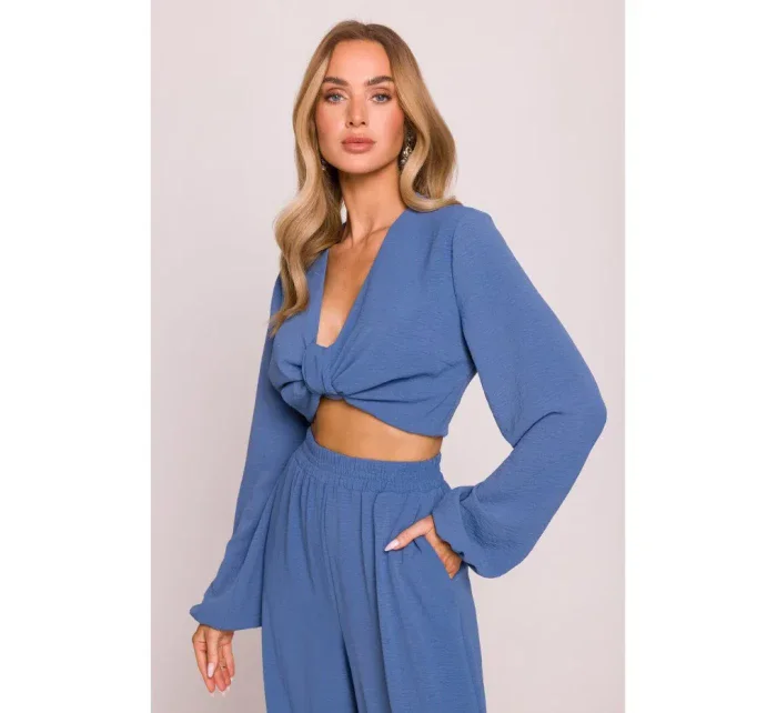 model 21136161 Crop top s vázáním vpředu džíny - Moe