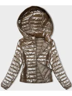 Béžová dámská prošívaná bunda s kapucí (16M9105-84) Béžová dámská prošívaná bunda s kapucí (16M9105-84)