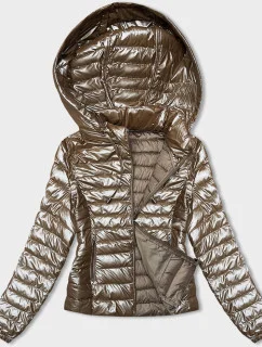 Béžová dámská prošívaná bunda s kapucí (16M9105-84)