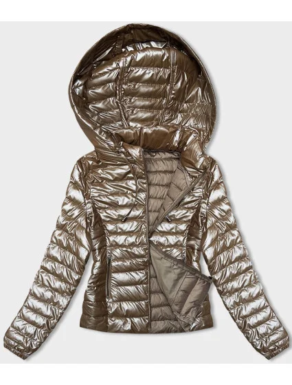 Béžová dámská prošívaná bunda s kapucí (16M9105-84) Béžová dámská prošívaná bunda s kapucí (16M9105-84)