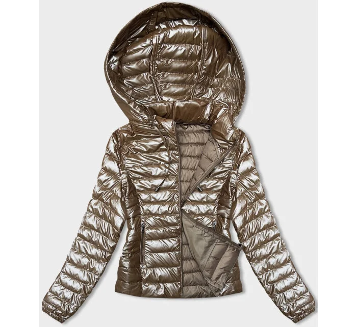 Béžová dámská prošívaná bunda s kapucí (16M9105-84) Béžová dámská prošívaná bunda s kapucí (16M9105-84)