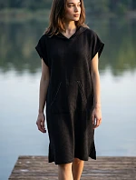 dámské vaflové pončo Saimaa s kapucí Black Beauty