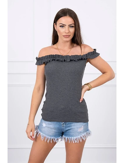 model 18744799 halenka s volánky grafitová - K-Fashion
