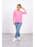 Halenka s výstřihem do V světle růžová