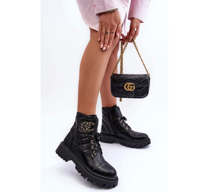 Dámské boty Workery s ozdobou černou model 21632247 - Boto Dámské boty Workery s ozdobou černou model 21632247 - Boto