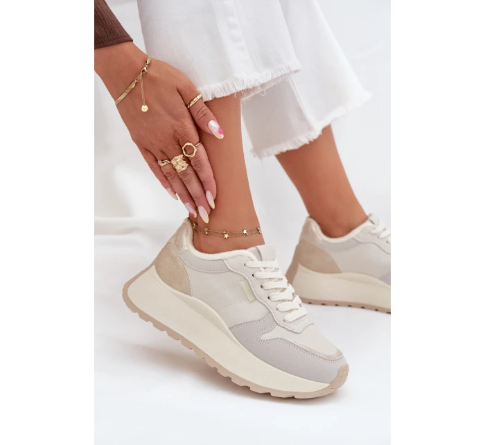 Zateplené dámské sneakersy na platformě Big Star SS274008 HI-POLY SYSTEM světle béžové Zateplené dámské sneakersy na platformě Big Star SS274008 HI-POLY SYSTEM světle béžové