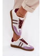 Kožené síťované dámské tenisky Zazoo N1318 bílo-fialové