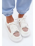 Kožené Dámské Tenisky S Dekorací model 22095158 Bílé - Goe Kožené Dámské Tenisky S Dekorací model 22095158 Bílé - Goe